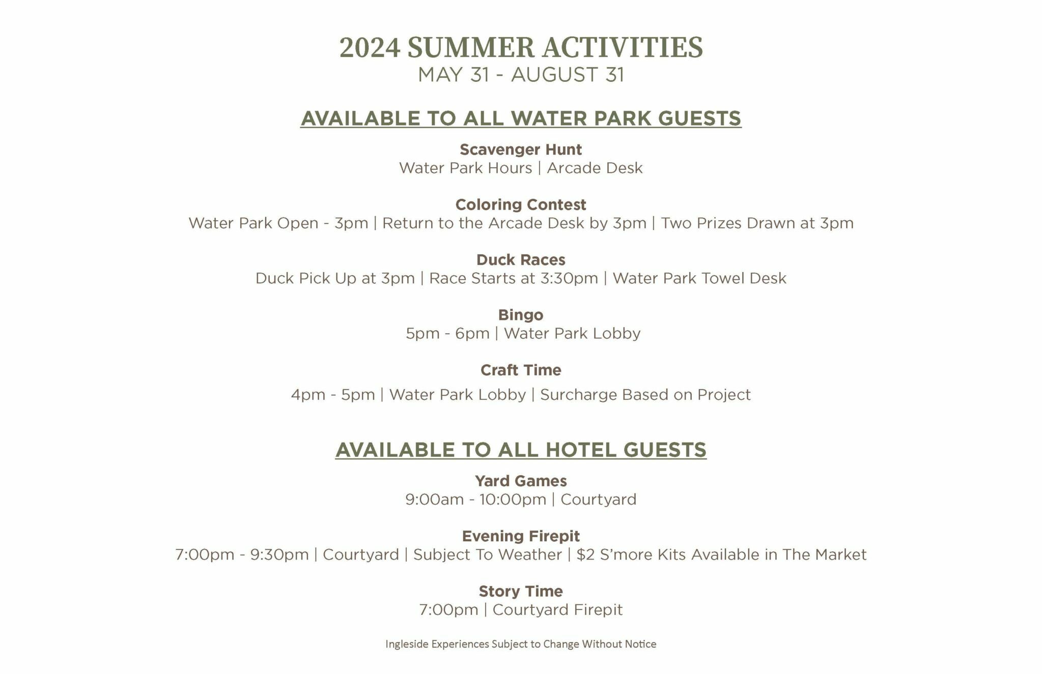 summer 2024 activity calendar